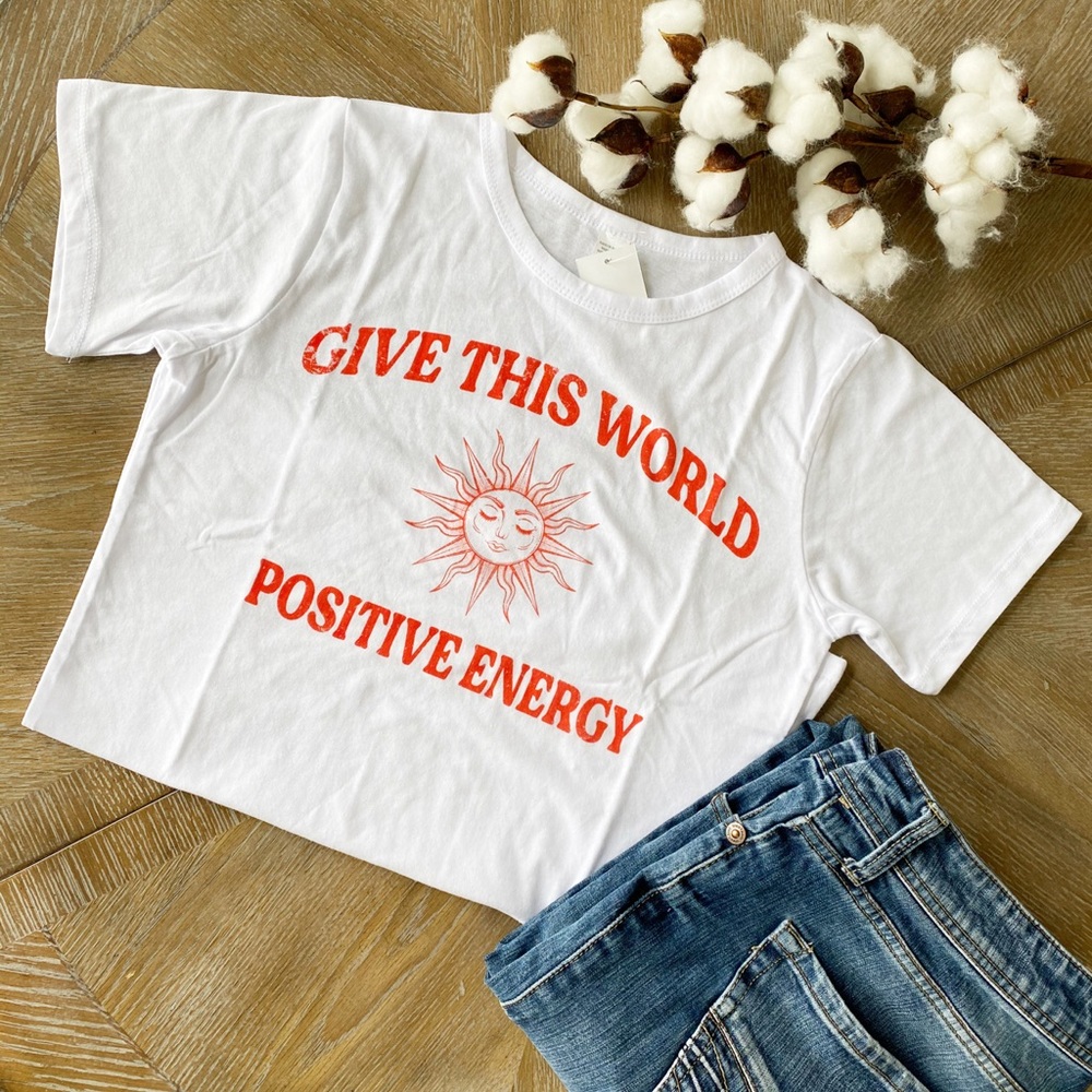 ⚫️Positive Energy fitted graphic tee cotton